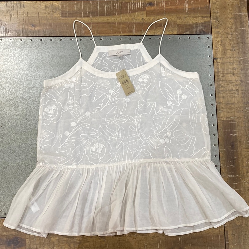 NWT LOFT embroidered peplum tank